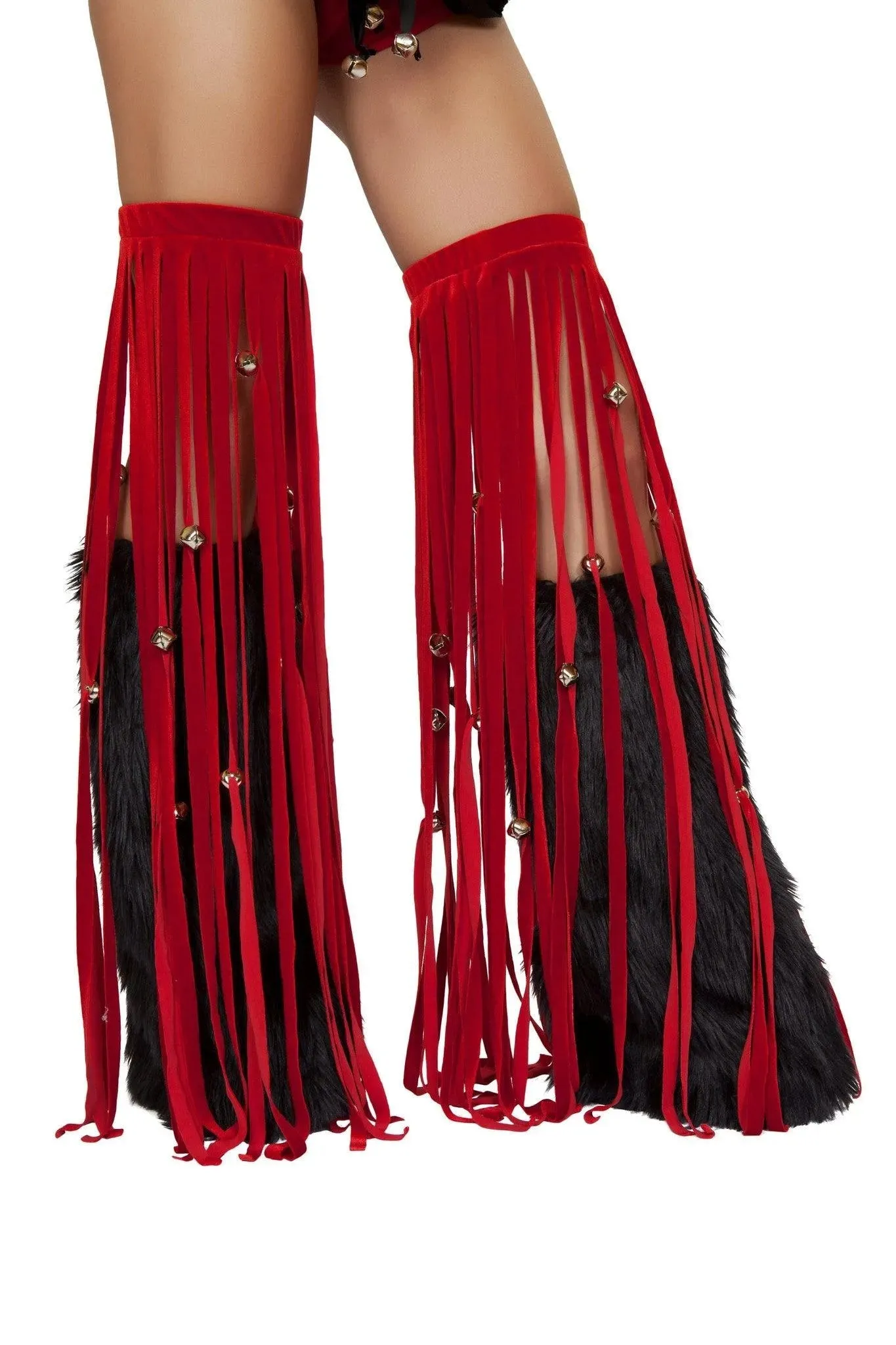 1038 -  Velvet Fringe Leggings with Bells