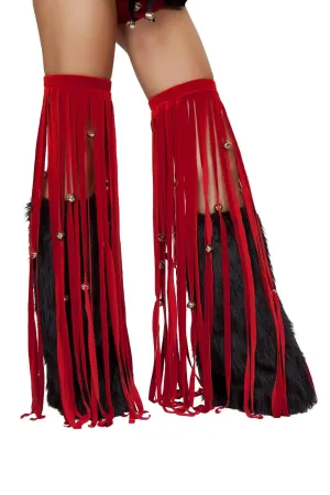 1038 -  Velvet Fringe Leggings with Bells