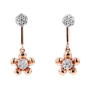 10K RG Diamond Flower Earrings