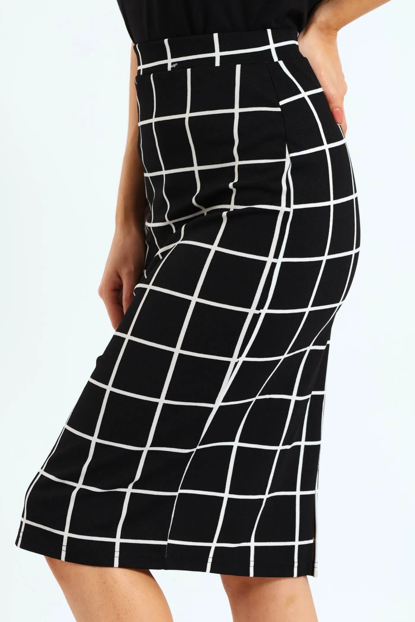 2 Pack Basic Career Skirt - Black/White