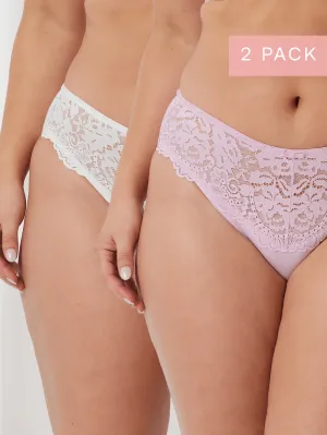 2 Pack Daily Essentials Stretch Lace & Cotton Hi-Cut (219)
