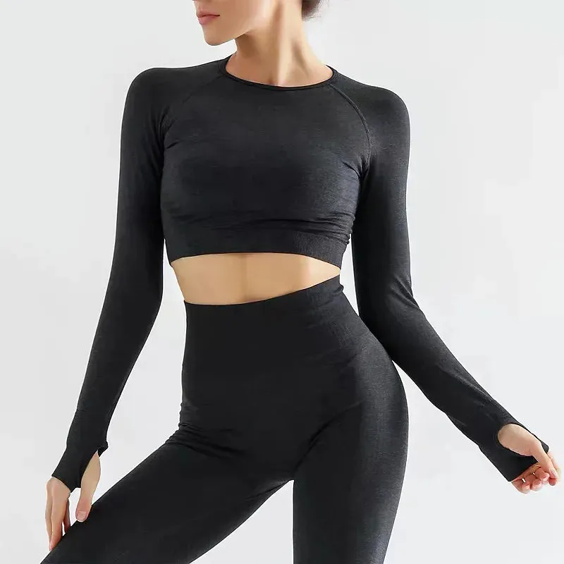 2-Piece Seamless Fitness Women's Yoga Suit - Gym Push Up Clothes, Workout Sport Set with High Waist Legging, Running Sportswear