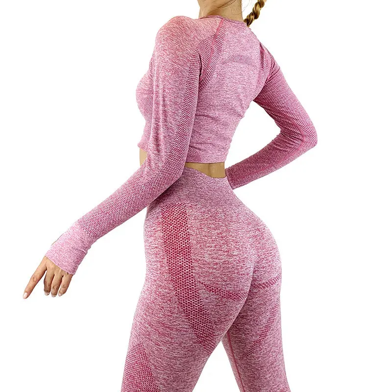 2-Piece Seamless Fitness Women's Yoga Suit - Gym Push Up Clothes, Workout Sport Set with High Waist Legging, Running Sportswear
