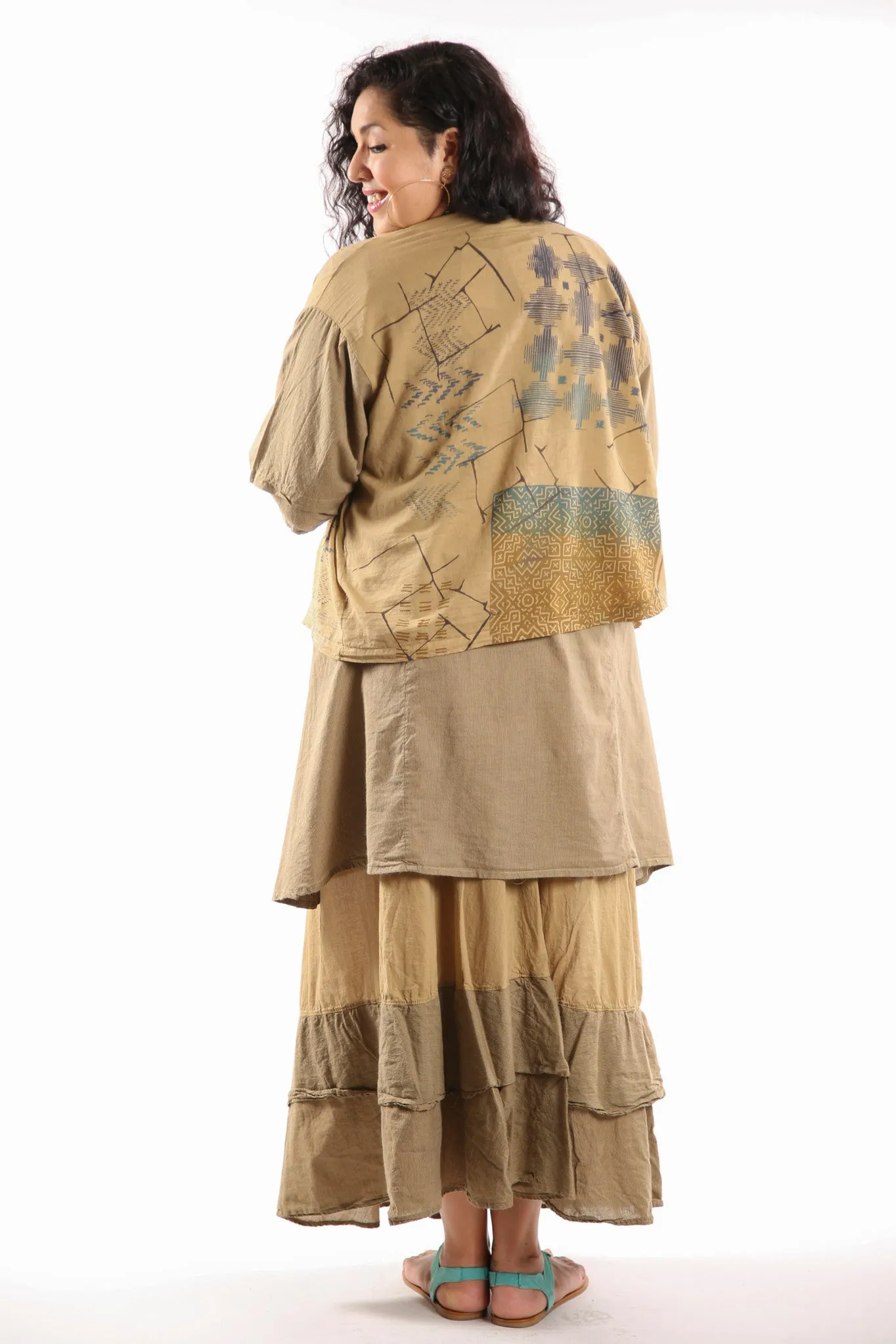 2285- Striped Button Camp Top-Coyote-Printed