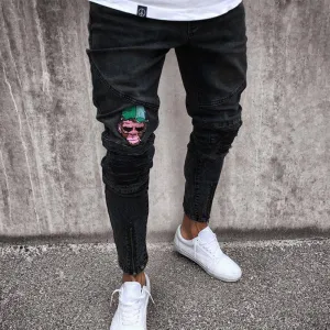 30 Pieces) Men Fashion Applique Zipper Design Denim Jeans