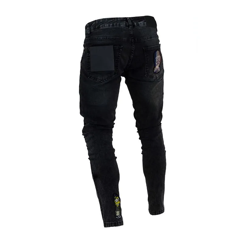 30 Pieces) Men Fashion Applique Zipper Design Denim Jeans