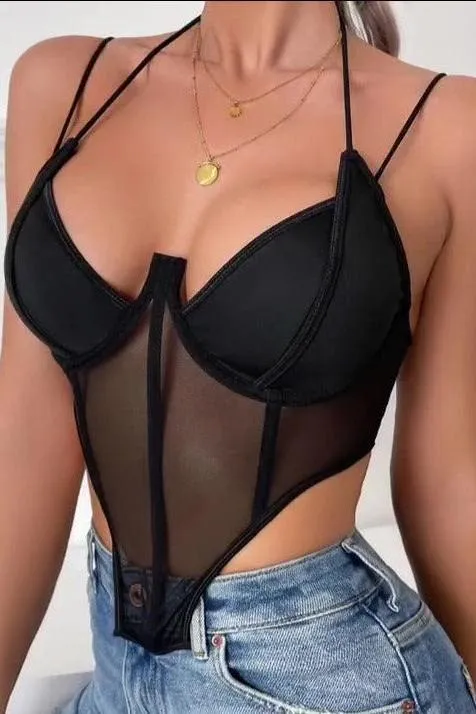 American Mesh Perspective  Fishbone Corset top