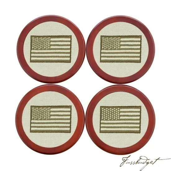 Armed Forces Flag Needlepoint Coaster Set