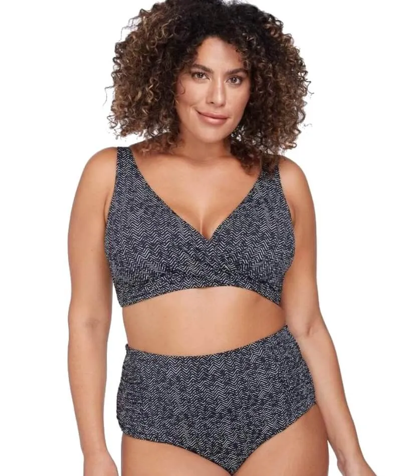 Artesands Zig Zag Delacroix Cross Front D-G Cup Bikini Top - Black