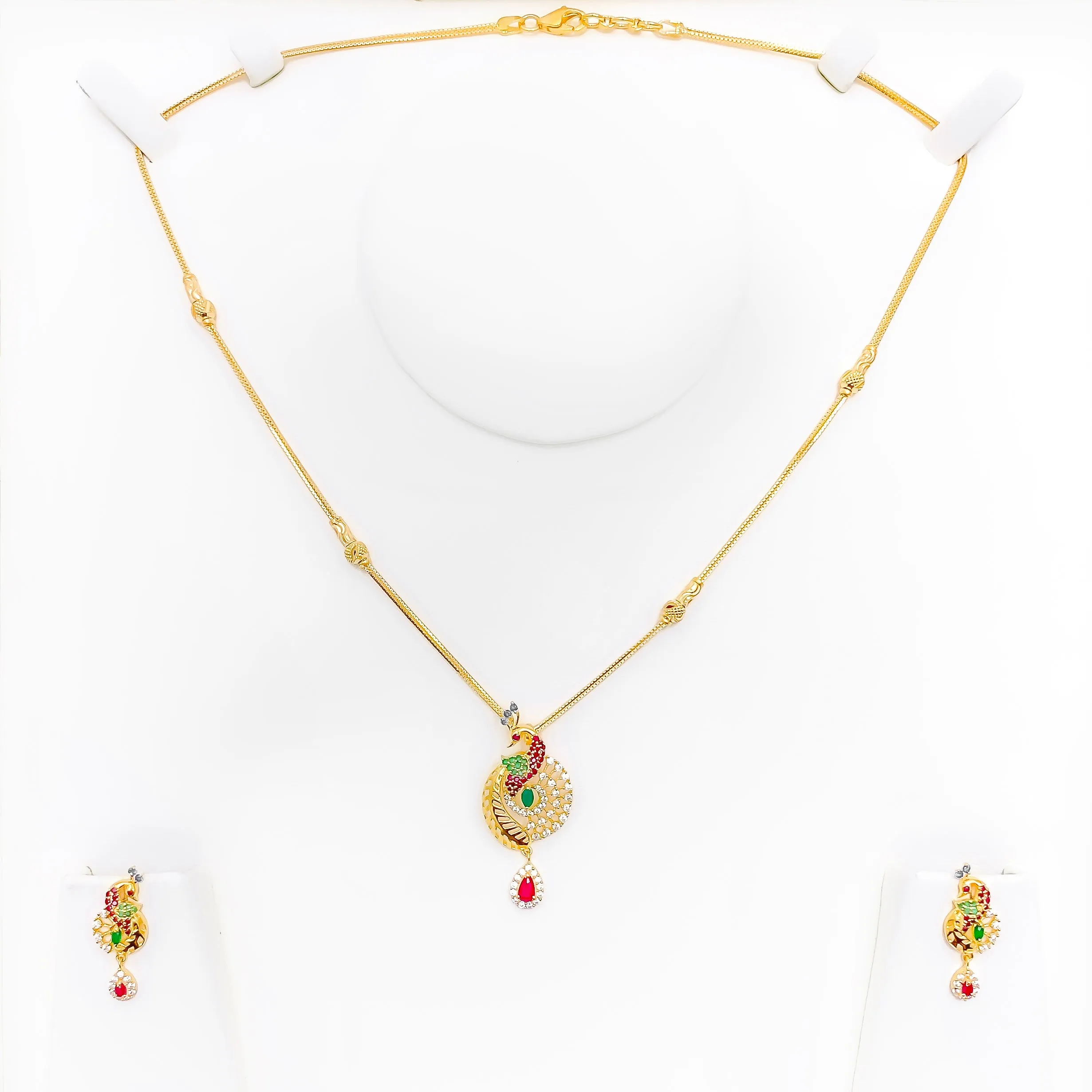 Attractive Upscale 22k Gold CZ Necklace Set