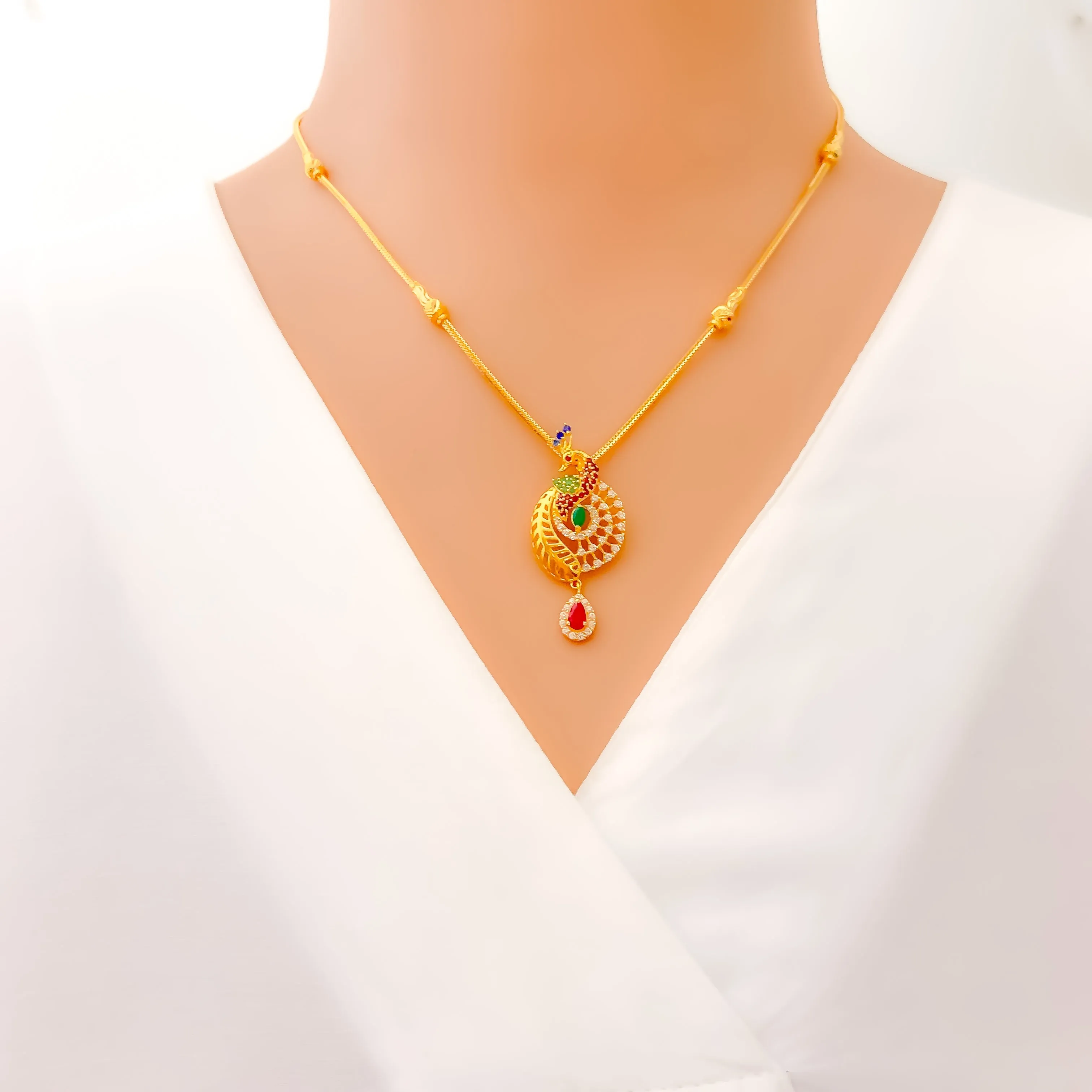 Attractive Upscale 22k Gold CZ Necklace Set
