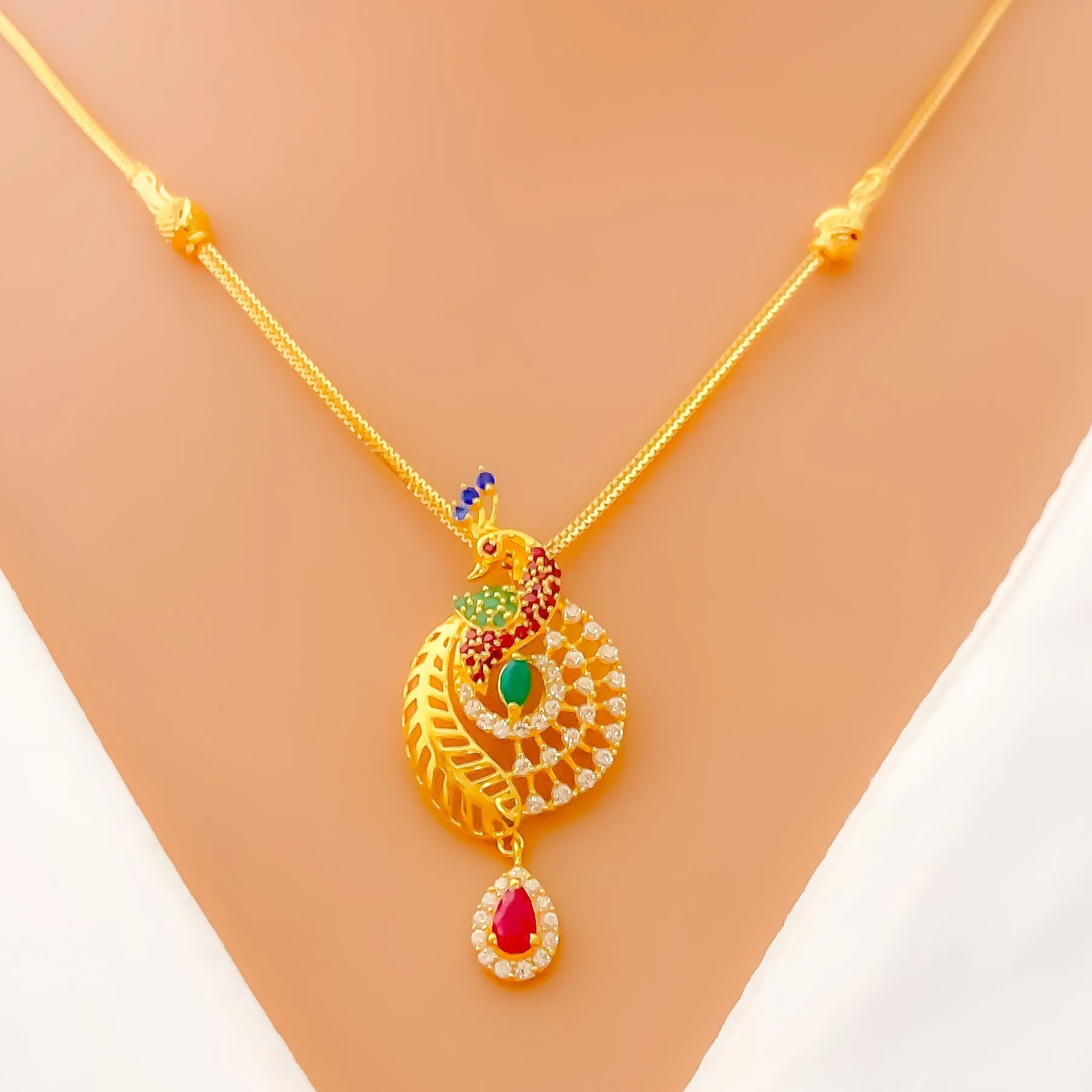 Attractive Upscale 22k Gold CZ Necklace Set