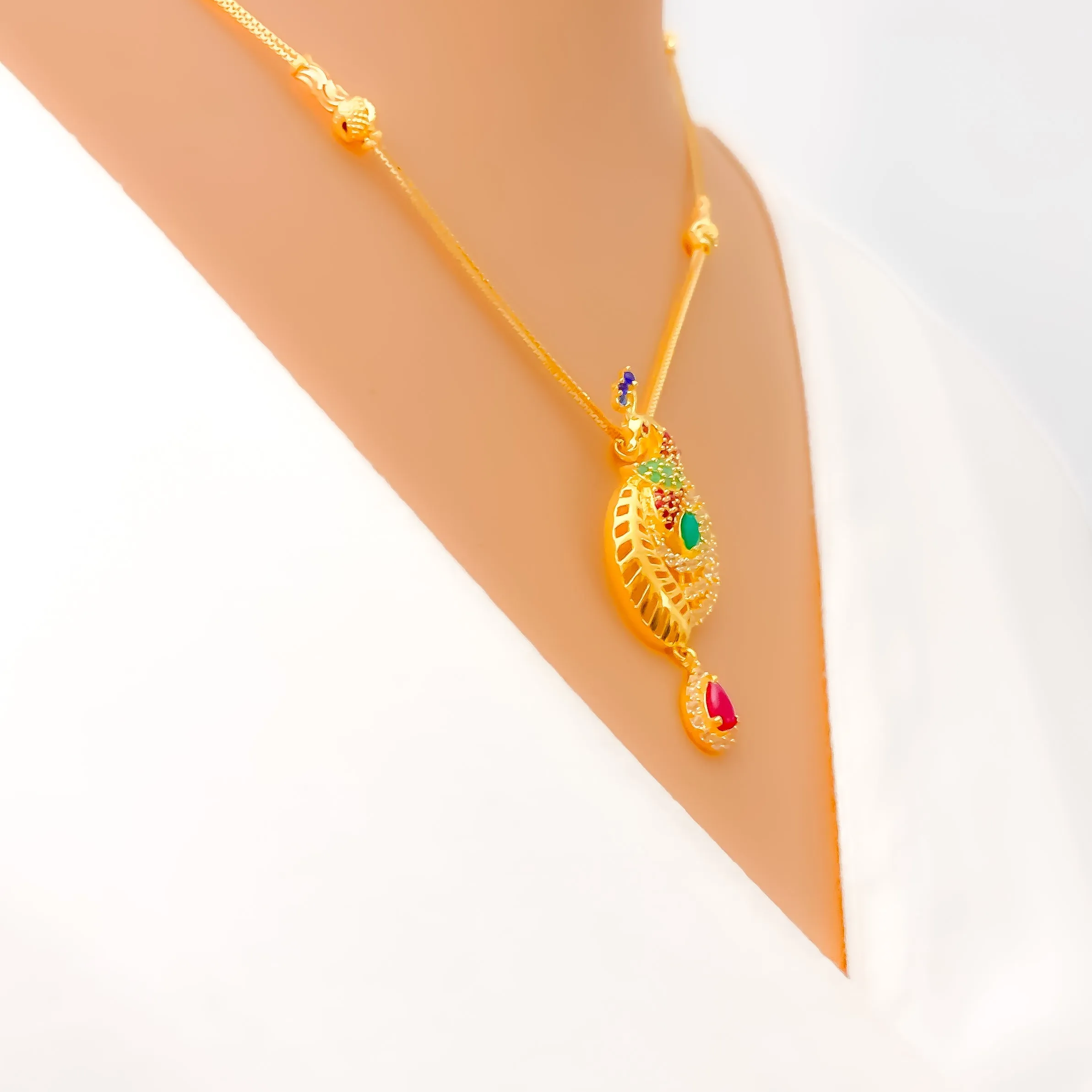 Attractive Upscale 22k Gold CZ Necklace Set