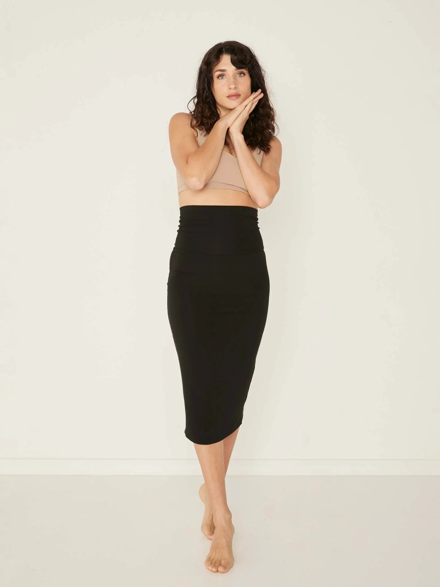 Bamboo Midi Tube Skirt - Black