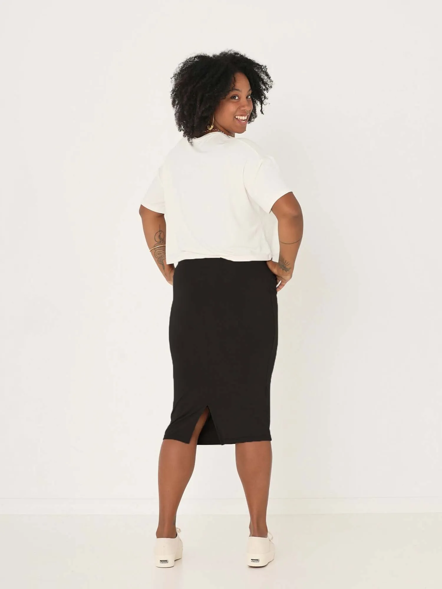 Bamboo Midi Tube Skirt - Black
