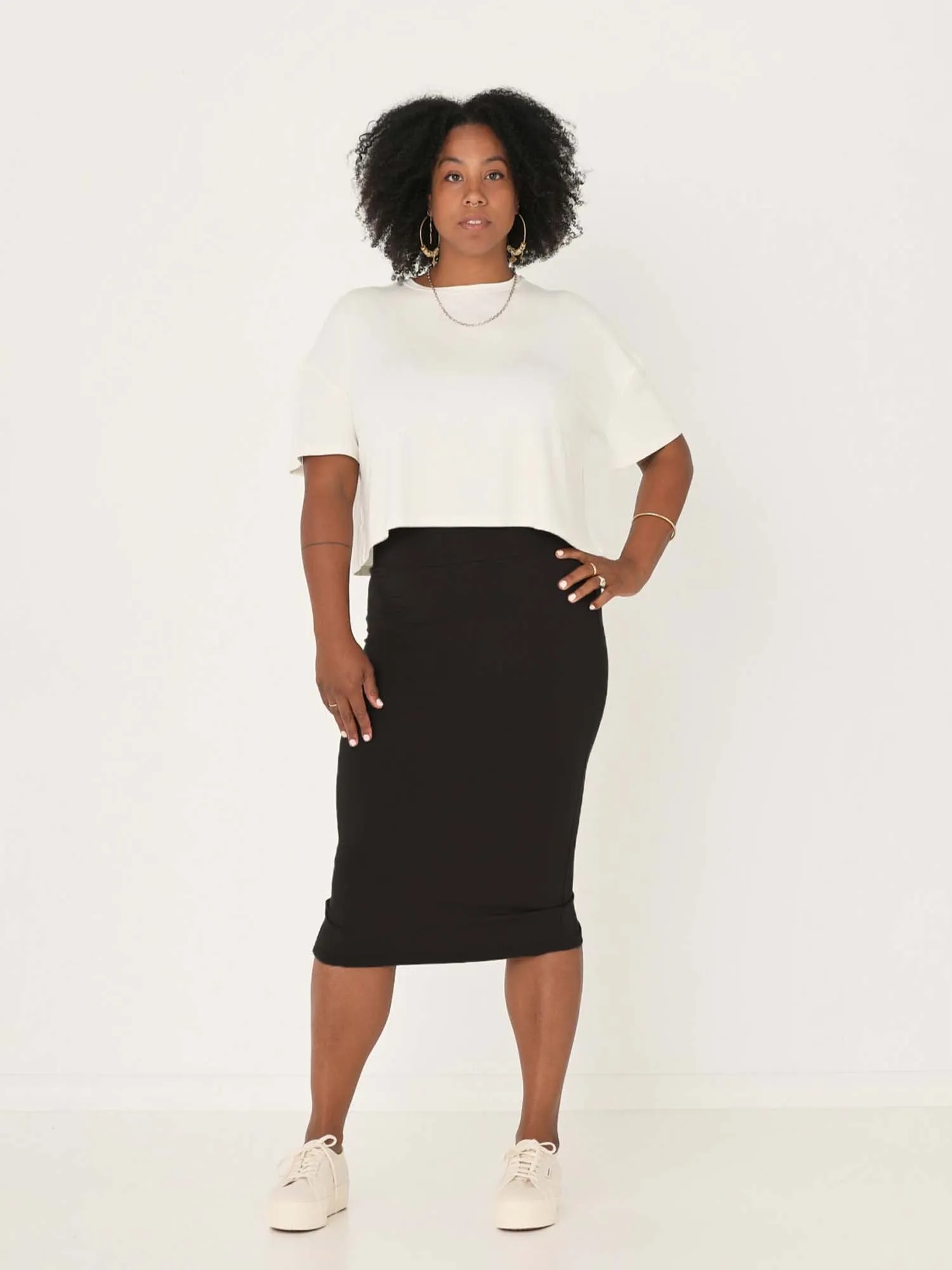 Bamboo Midi Tube Skirt - Black