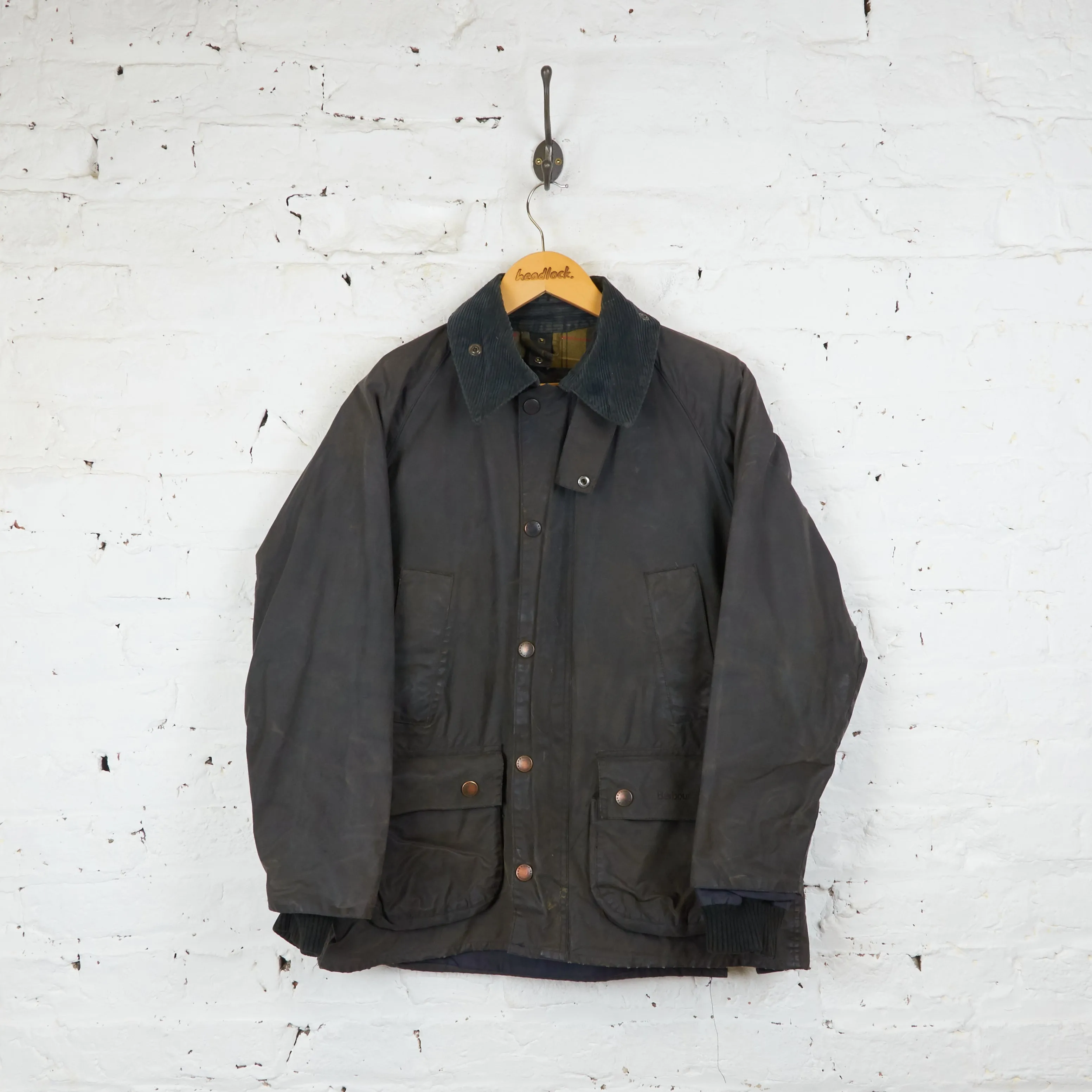 Barbour Bedale Wax Jacket Coat - Blue - XS
