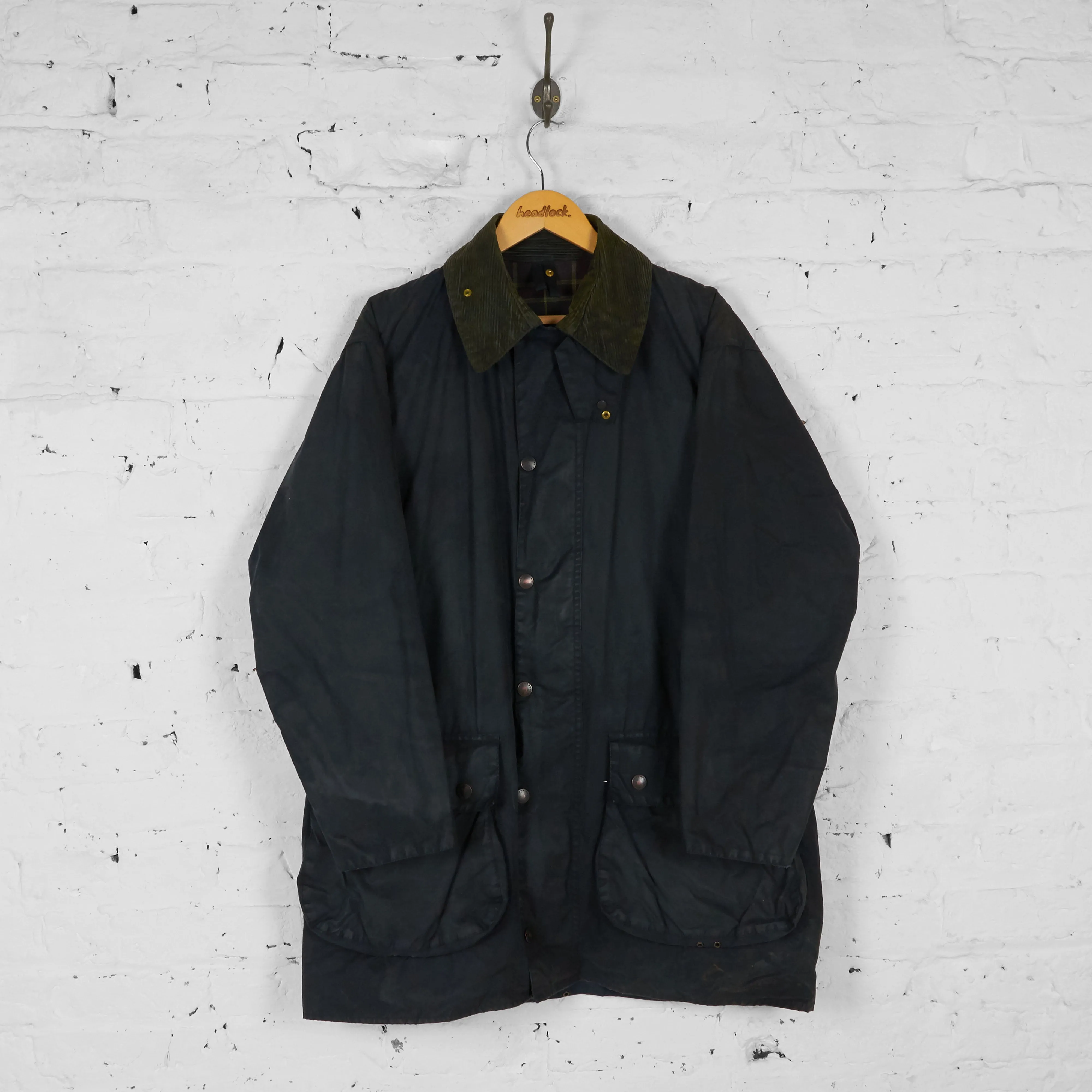 Barbour Border Wax Jacket Coat - Blue - L