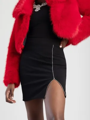 Basic Skirt With Bling Trim - Black