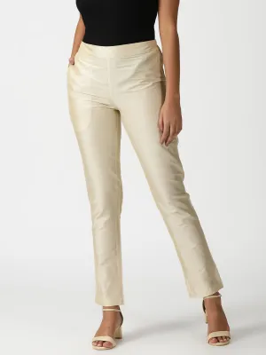 Beige Art Silk Trouser