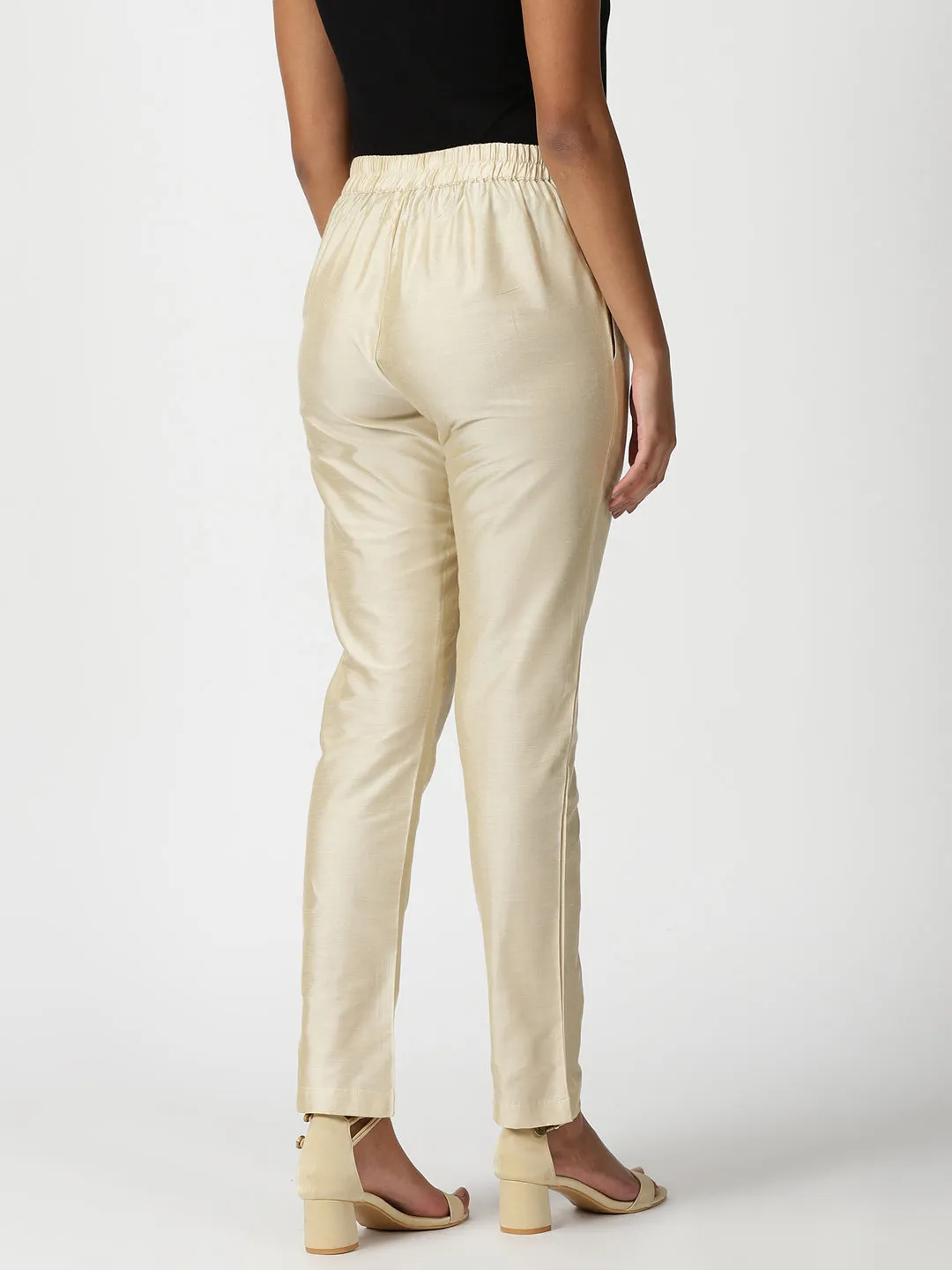 Beige Art Silk Trouser