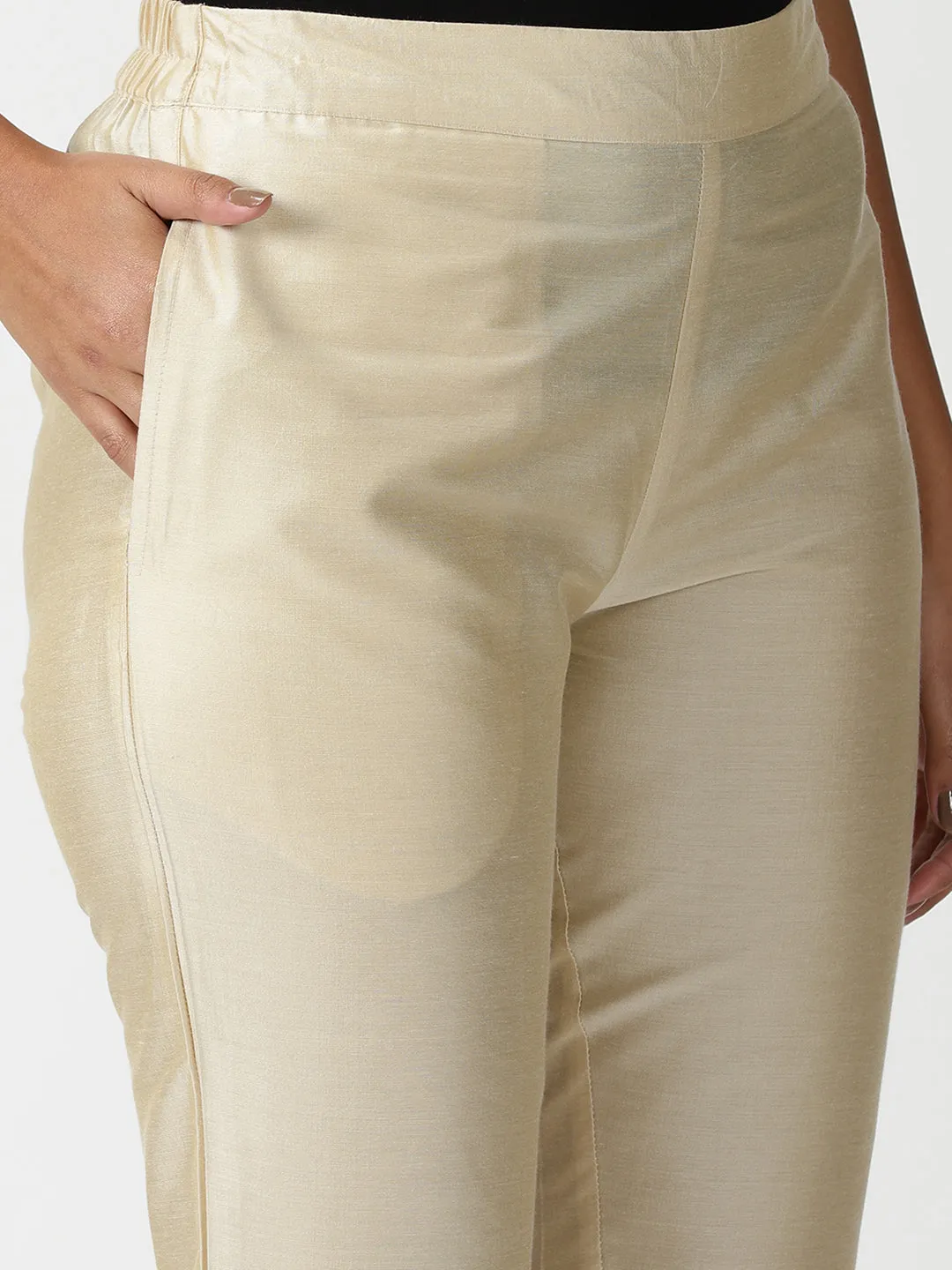 Beige Art Silk Trouser