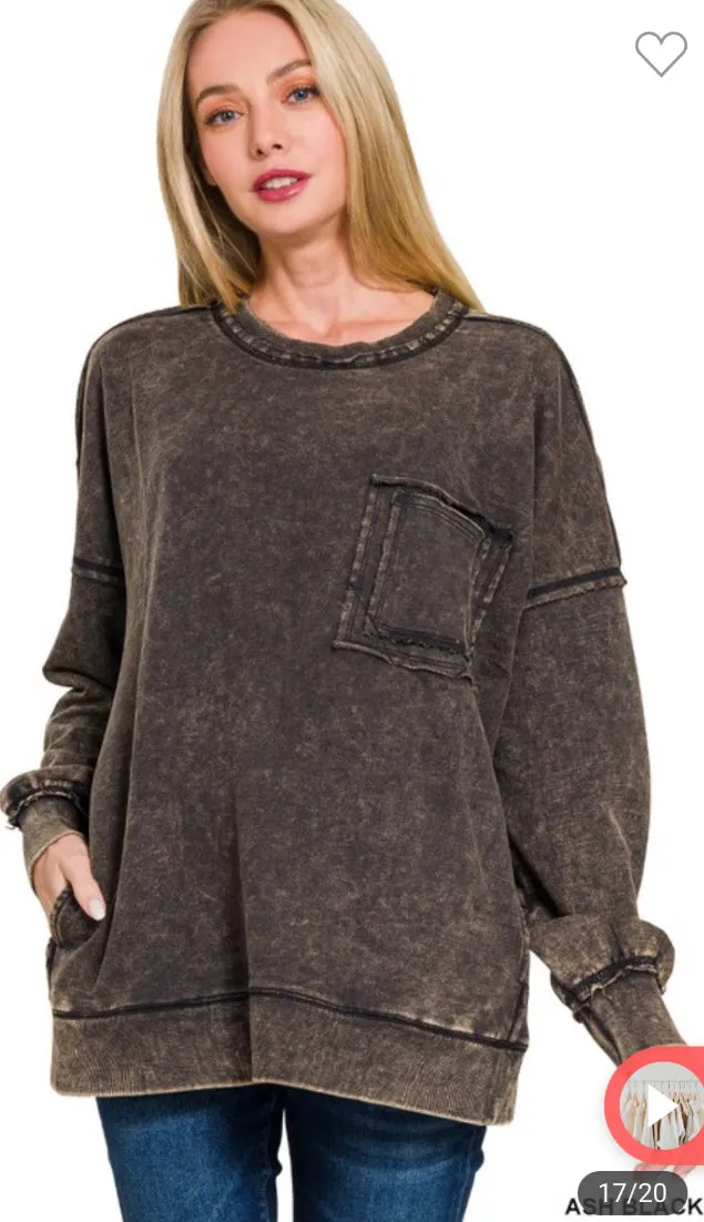 Black Acid Washed Sweatshirt