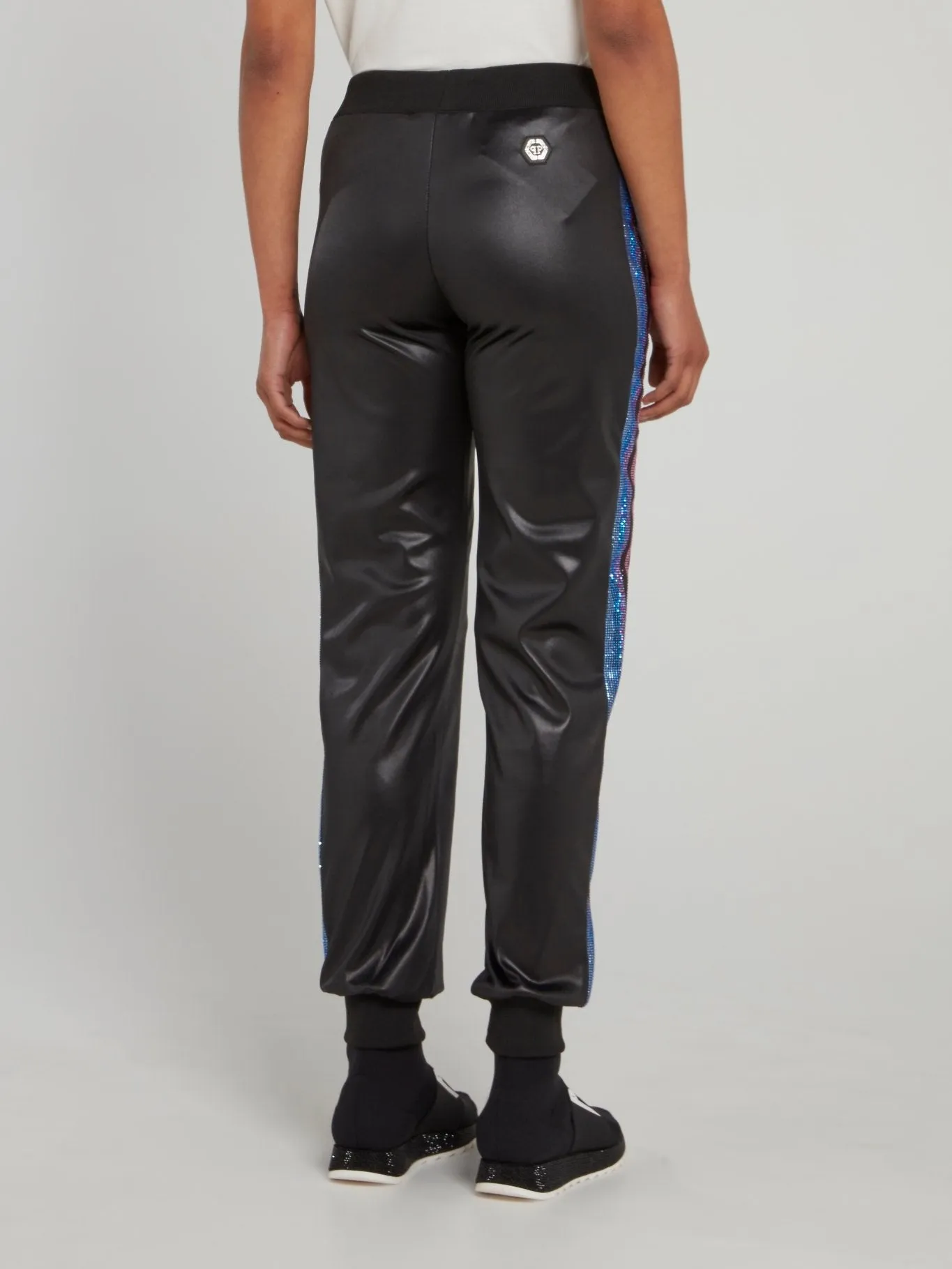 Black Side Stripe Studded Track Pants