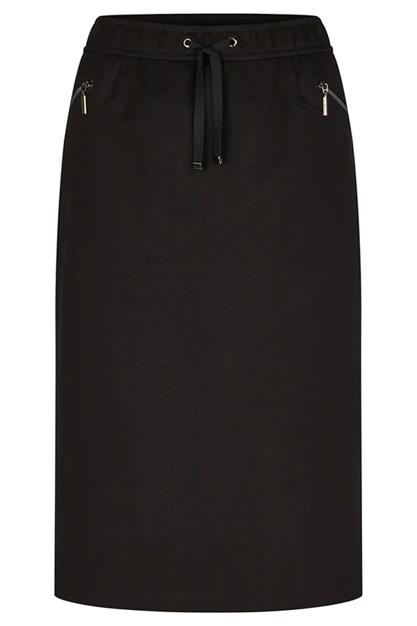 BLACK ZIPPED POCKET BASIC SKIRT