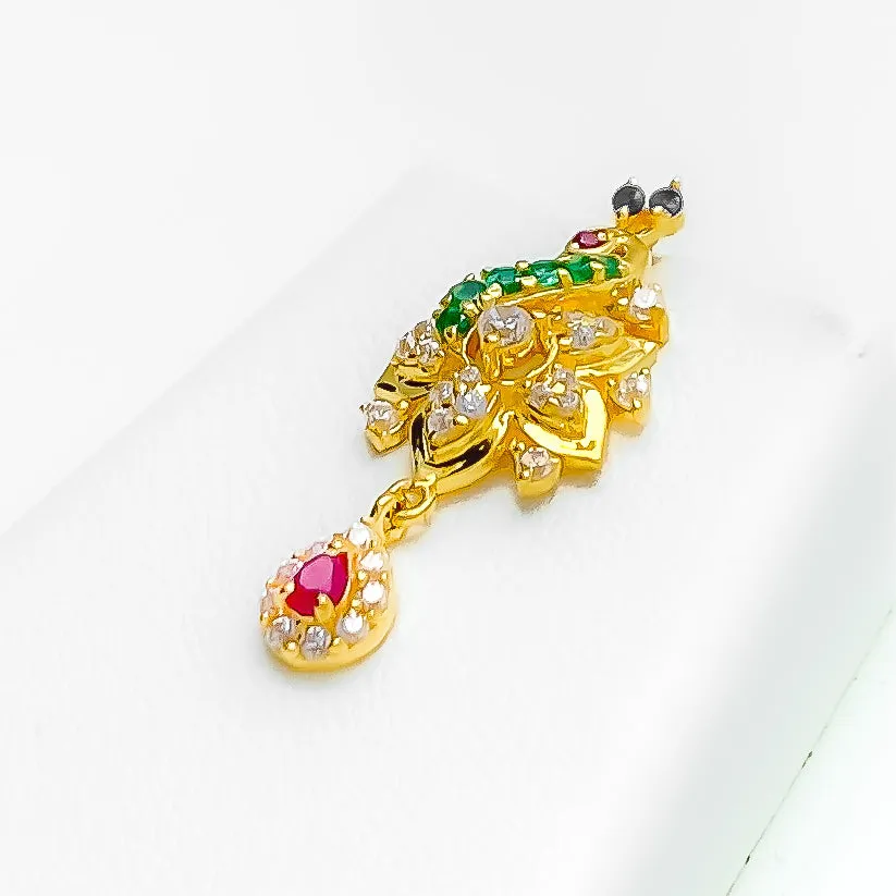 Blooming Floral 22k Gold CZ Necklace Set