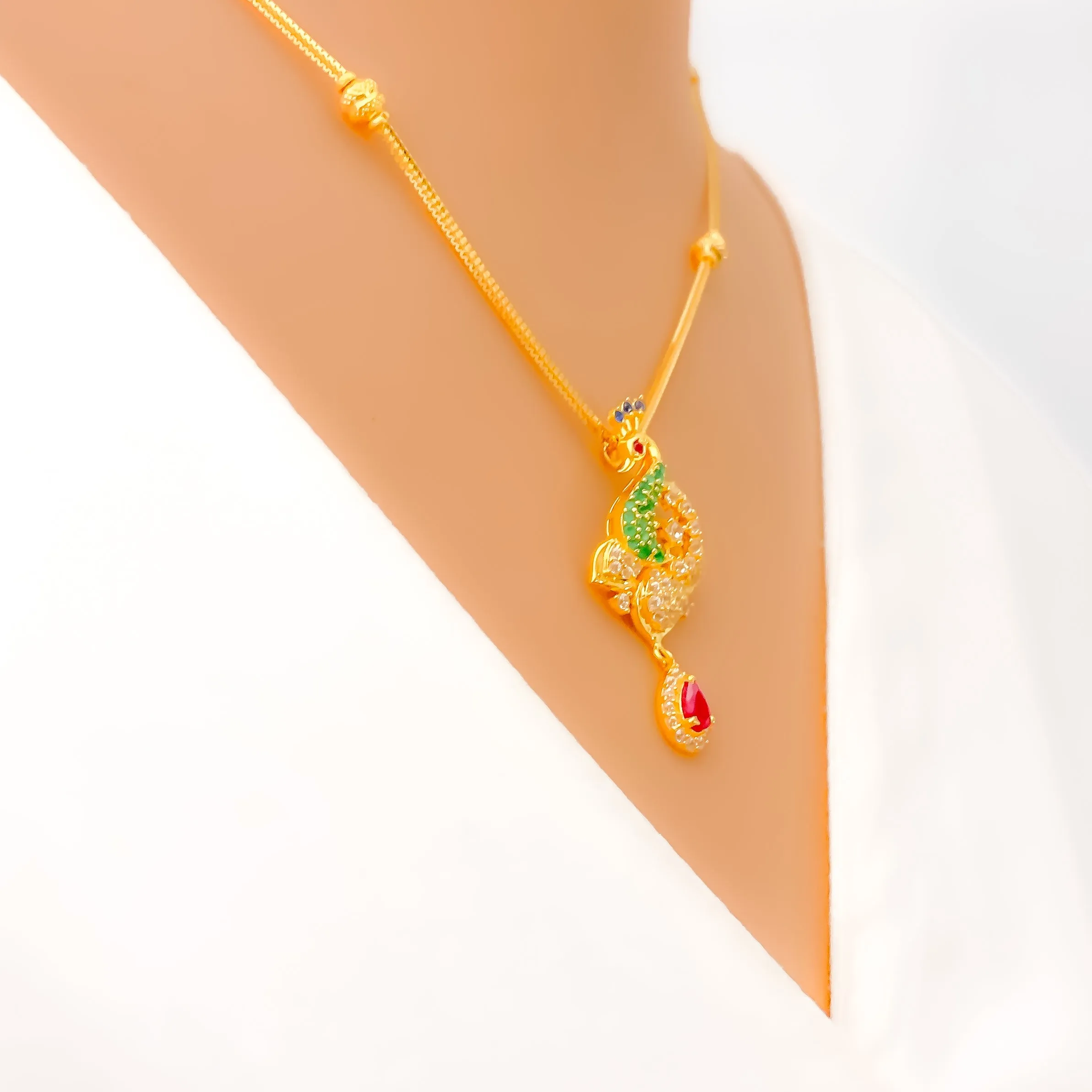 Blooming Floral 22k Gold CZ Necklace Set