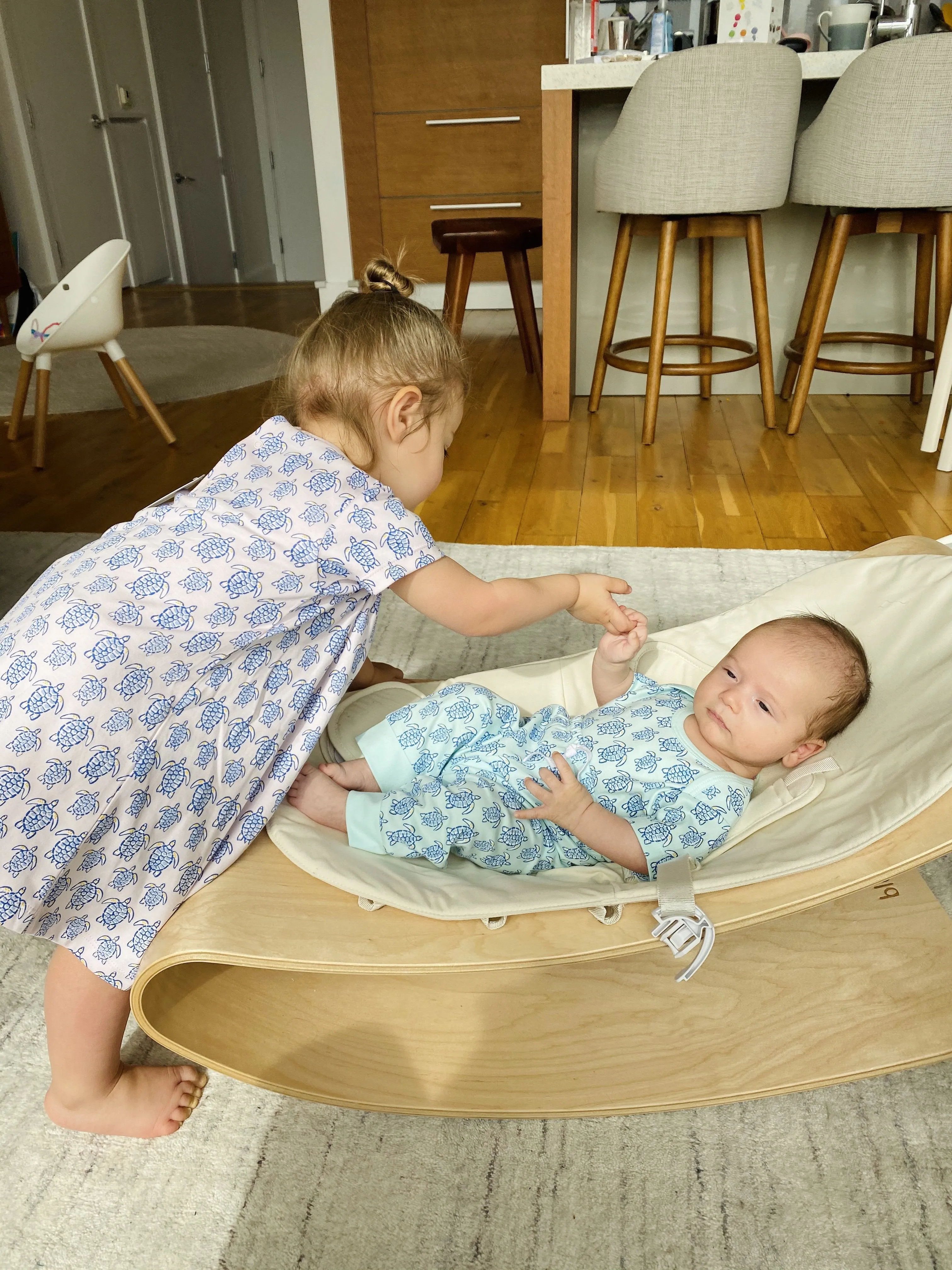 Blue Sea Turtle Short Sleeve Onesie