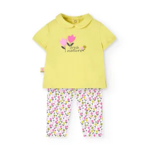 Boboli Baby Girls 2 Piece Short Sleeve Top And Leggings Outfit