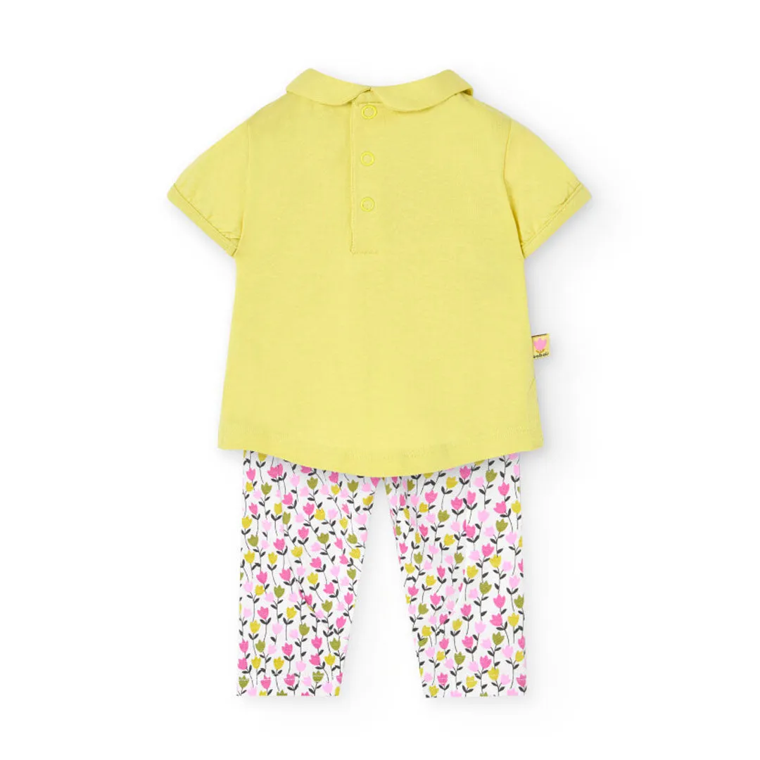 Boboli Baby Girls 2 Piece Short Sleeve Top And Leggings Outfit