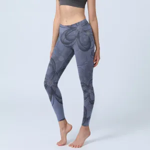 Buddha Stones Abstract Petals Pattern Print Gym Leggings Women's Yoga Pants
