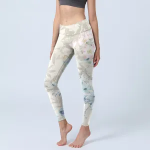 Buddha Stones Cherry Blossom Butterflies Print Gym Leggings Women's Yoga Pants