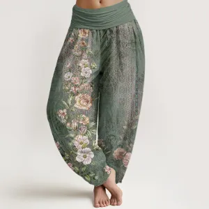 Buddha Stones Ethnic Floral Ethnic Totem Pattern Women's Elastic Waist Harem Pants
