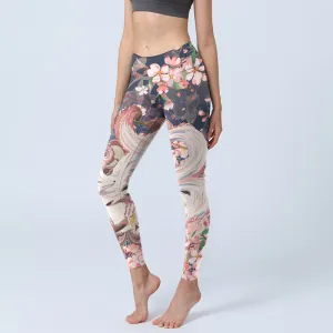 Buddha Stones Fox Cherry Blossoms Gym Leggings Women's Yoga Pants