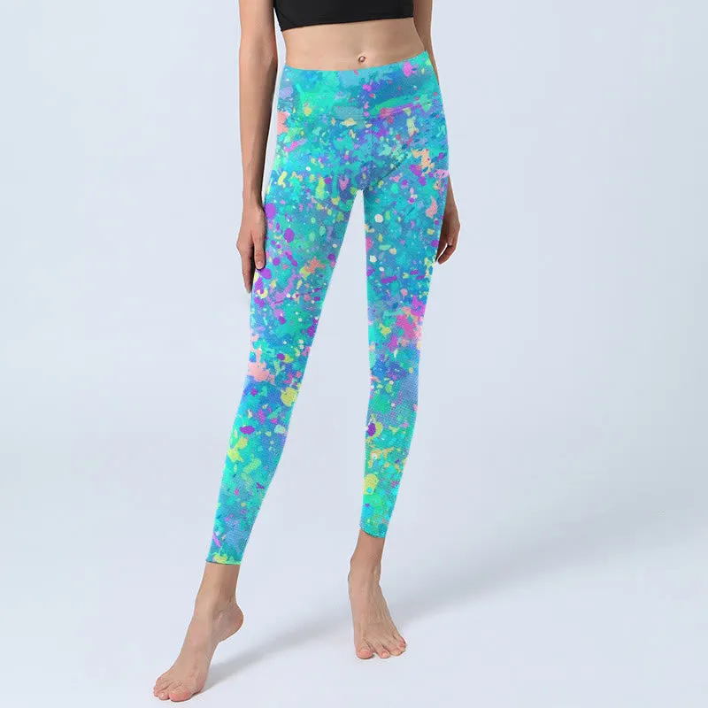 Buddha Stones Splash Ink Print Exercise Leggings Women's Yoga Pants