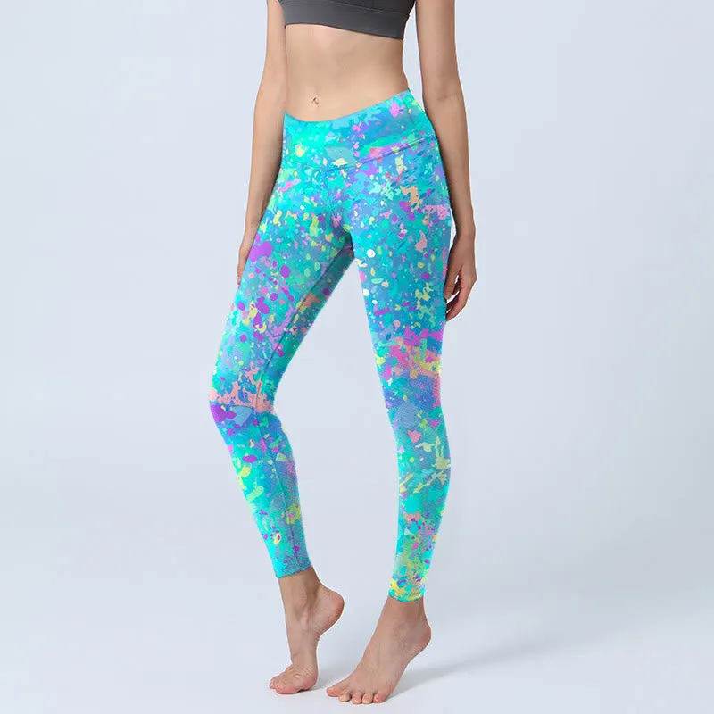 Buddha Stones Splash Ink Print Exercise Leggings Women's Yoga Pants