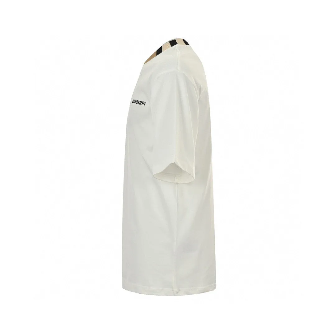 Burberry Check Collar T-Shirt in White