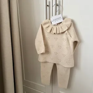 Camel Heart Knitted Jumper & Pants Outfit - Aria