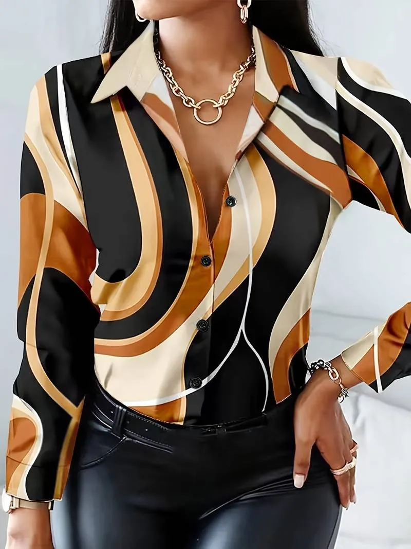 Casual Emily Blouse with Geo Print