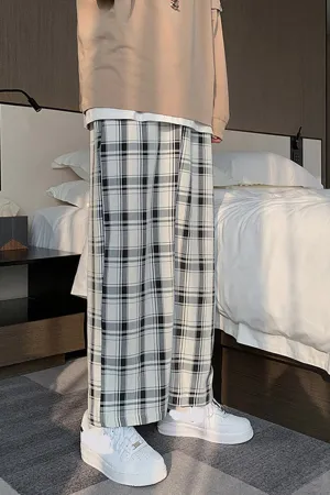 Casual Plaid Hip Hop Style Long Pants