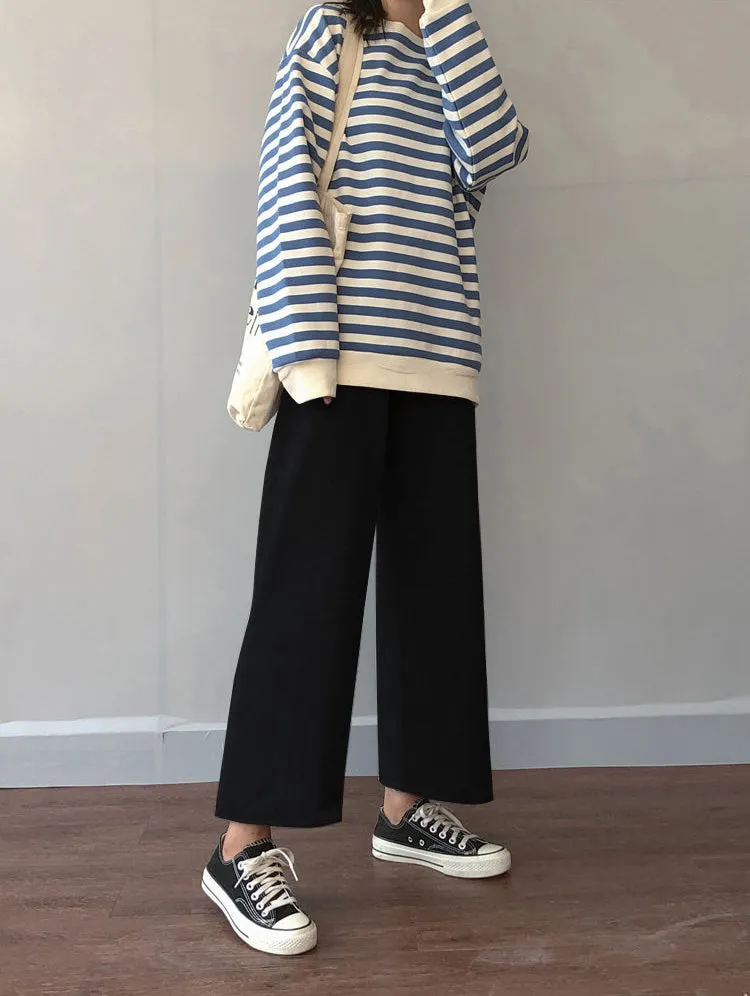 Casual Wide Leg Ankle Length Loose Pants