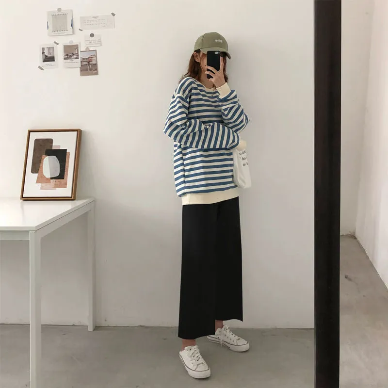 Casual Wide Leg Ankle Length Loose Pants