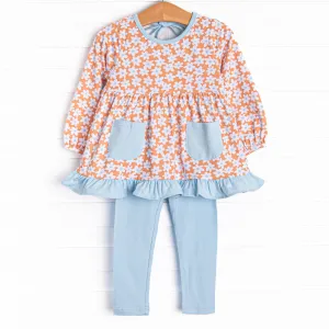 Chrysanthemum Compliments Legging Set, Blue