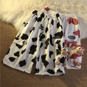 Cow Milk Pattern Sweet Casual Shorts Pants