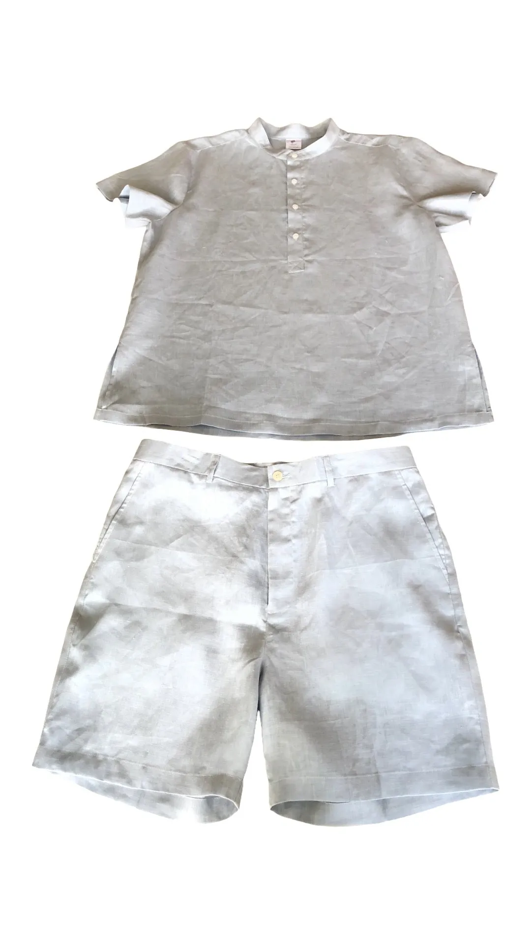Custom Men’s Tunic and Shorts (Light Grey) - Style # 101AK