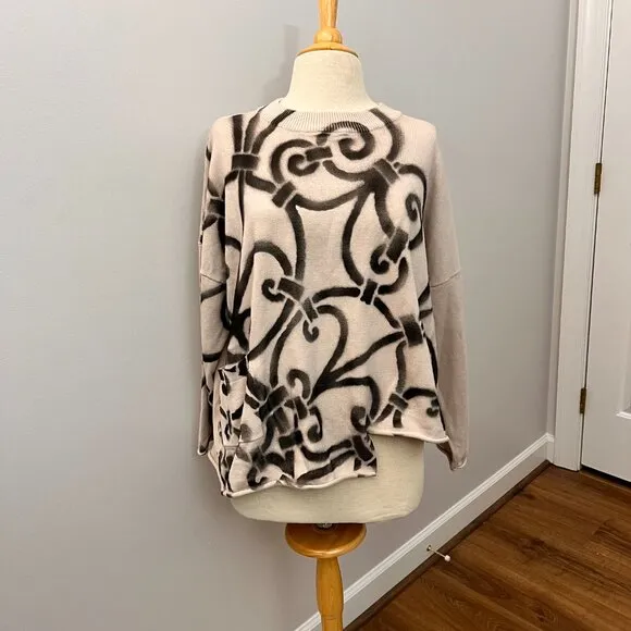 Cynthia Ashby Oversized Crewneck Sweater Wrought Iron Spray paint Art